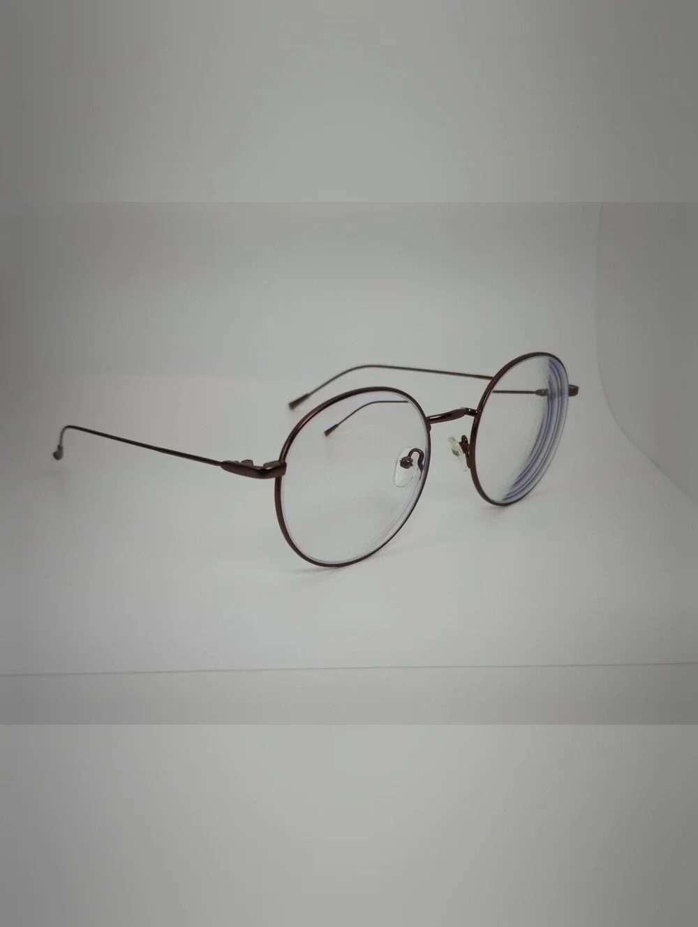 Dapper. Round Metal Frame Glasses in Mocha. Minimalist.